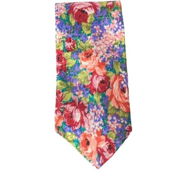 Camden Court Floral Flowers Roses Multicolor Novelty Necktie - Picture 4 of 6